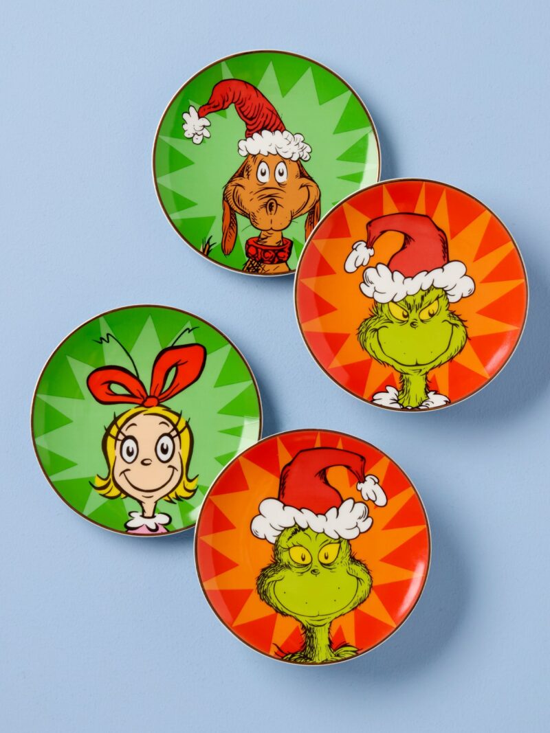 Merry Grinchmas Tidbit Plates - Set of 4